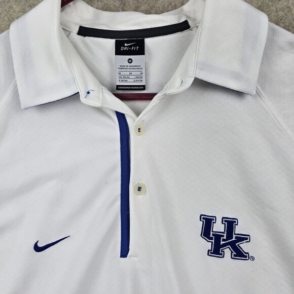 Nike Dri-Fit Kentucky Wildcats Polo Shirt White/Blue L Recycled Polyester - Picture 3 of 8